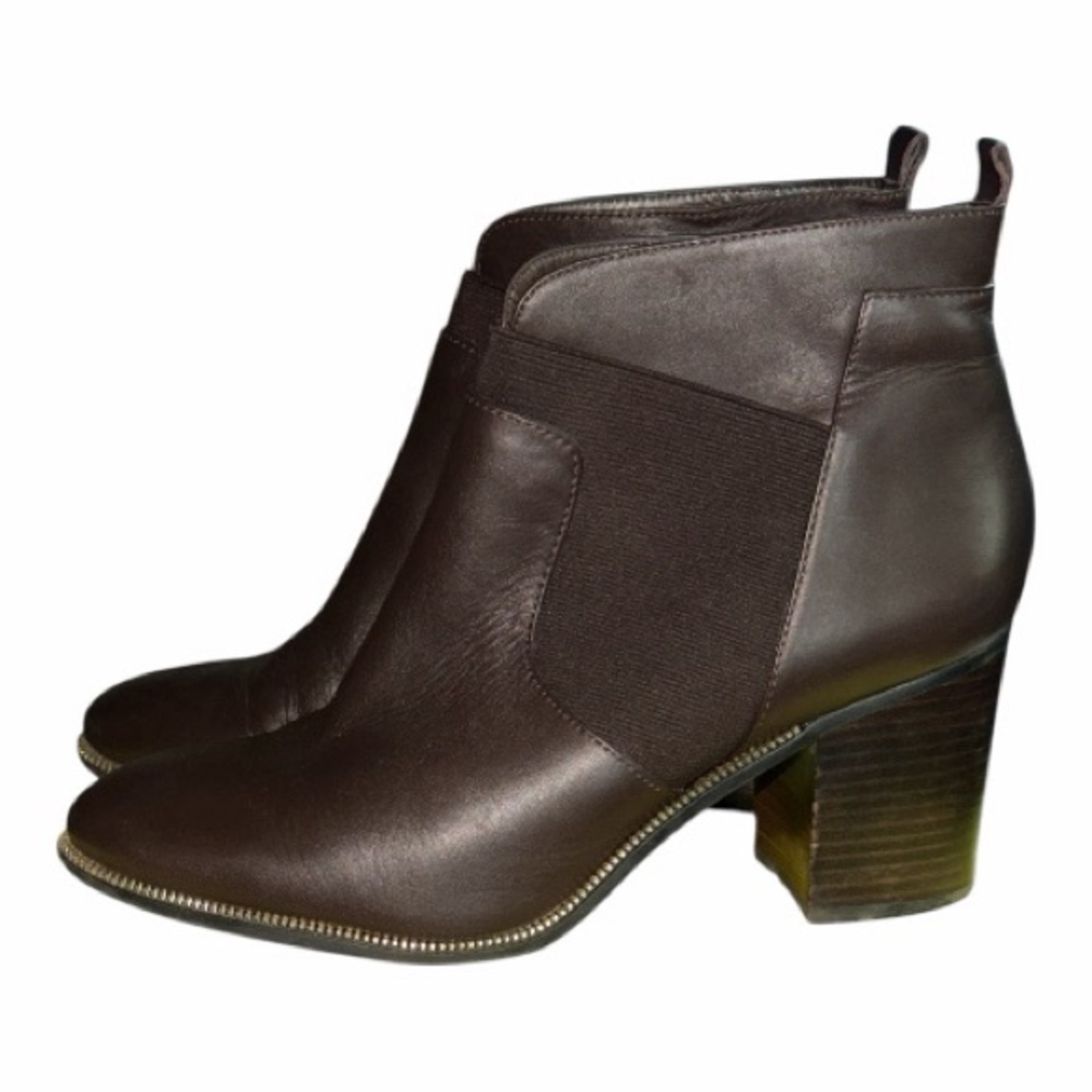 Calvin Klein Elegant Women’s Brown Leather Ankle Boots Size 10 - Picture 2 of 7